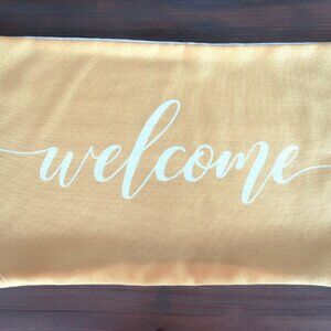 Meekio Yellow Welcome Lumbar Pillow Cover 12" x 19"